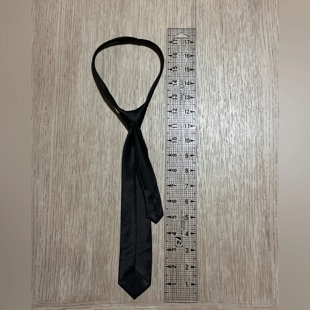 Black N Bianco Slim Black Neck Tie - Classic Solid (2” wide)